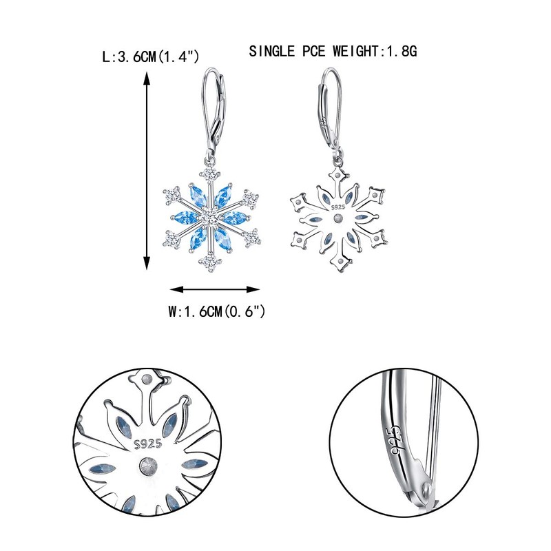 EVER FAITH Snowflake Jewerly Sterling Silver Winter Accessory Sparkle Sky