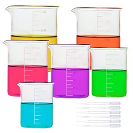 Griwuut 6 Pcs Plastic Measuring Cups with 6 Pcs Dropper,Heat Resistant Measuring Jugs,Liquid Measuring Tools,for Kitchen DIY, etc