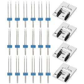 Agujas gemelas dobles, accesorios de máquina de coser de plástico, 18 piezas + 4 piezas con caja de plástico para el hogar para reemplazo de máquina de coser
