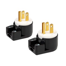[2PACK] 90 Degree USA Canada Male Plug Nema 5-15P 3 Pole Angle DIY Plug, 15A 125V USA 3Pin Right Angle AC Plug, Nema 5-15P Angled Rewireable AC Plug,12 Direction Male US 3Pole AC Connector, Black