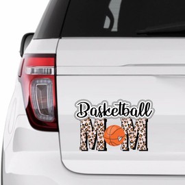 Basketball Mom Sticker, Leopard Print Basketball Vinly Decal for Cars Laptops, Windows, Walls, Fridge, Toilet and More - Sport Theme Stickers 15in