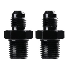 Ucreative 4AN Male Flare to 1/4" NPT Pipe Fitting Adapter Aluminum Straight Black 2Pcs
