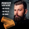 Viking Revolution Wooden Beard Comb & Case, Dual Action Fine