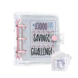 JEKUGOT Mini Savings Challenge Binder, Mini Money Saving Wallet Easy and Fun Way to Save £1000 Budget Book, 25 Envelope Challenge Binder, Cash Envelope Challenge Binder Money Saving (Pink)