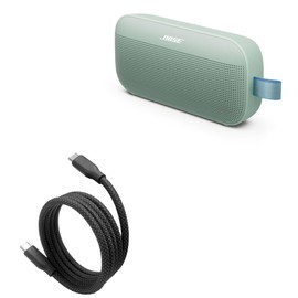 BoxWave Cable Compatible with Bose SoundLink Flex (Second Gen) - SnapWrap PD Cable (3ft) - USB-C to USB-C (240W), Type C Magnetic Coil Braided Charge Sync - Jet Black