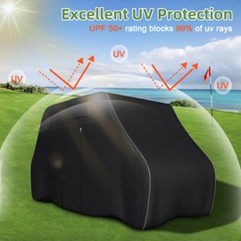 Zenicham 2/4 Passenger Golf Cart Cover - Waterproof, Heavy Duty 600D with Reflective Strips - Universal Fit for EZGO, Yamaha, Club Car