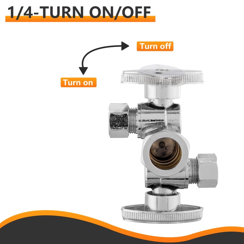 2-PCs HeSun Dual Shut Off Angle Valve, 1/2" Nominal (5/8"OD)