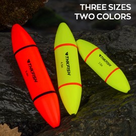 THKFISH Slip Bobbers Floats, Fishing Slip Bobbers EVA-Slider-Bobbers Slip Corks for Saltwater Freshwater Fishing Catfish Bobbers Assortment,8Pcs Yellow&Red(3.5″)