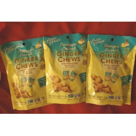Prince of Peace 3 PACK PRINCE OF PEACE PINEAPPLE COCONUT GINGER CHEWS CANDY CHEWY ORGANIC
