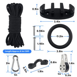 Anchor Trolley Kit for Kayak Canoe, with Zig Zag Cleat/30ft Rope/Pulleys/Pad Eyes/Snap Hooks/Rigging O Ring/Mounting Hardware, for Kayak Canoe Boats Water Sports