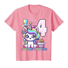 Kids Unicorn 4th Birthday 4 Year Old Unicorn Party Girls Outfit T-Shirt