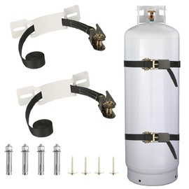 Propane Tank Holder ，Cylinder Wall Mounted Brackets, Ratchet Straps（6.6ft ）, Steel Gas Cylinder Holder, Heavy Duty Gas Cylinder Holder Wall-Mounted Bracket。 (White 2)