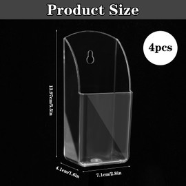 4 Pieces Acrylic Remote Control Holder Clear Wall Mount Media Organizer Single Compartment Pen Holder for Wall Pencil Holder TV Remote Holder Wall Mount Storage Box for File Makeup Marker Brush Phone