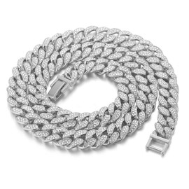 Halukakah Miami Cuban Men Iced Out Chain, 15/20 mm Men Gold Chain, 18 Carat Real Gold-Plated/Platinum Plated, White Gold Necklace, Bracelet, Full Cubic Zirconia Diamond Cut Prong Set, Gift For Him, Platinum Plated