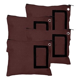 BankSupplies Canvas Zipper Bags | 12W x 9H | Set of 4 | Large Storage Bags | Grommet for Zip Tie & Padlock | 5W x 3H Framed Cardholder | Zipper Closure | Bank Bags