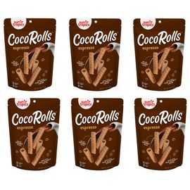 Sun Tropics CocoRolls Espresso, Gluten Free, Dairy Free, Snack-Crisp Rolled Wafer Made With Pure Coconut Cream, 6 Count