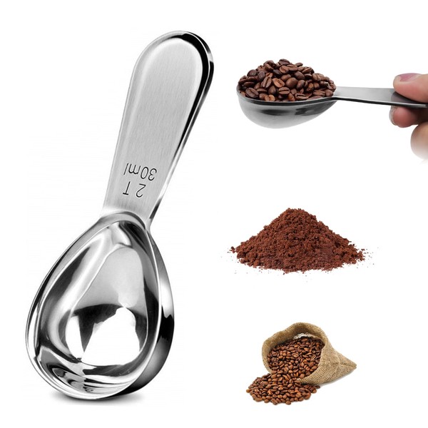 Coffee Spoon Scoop, 18/8 Coffee Spoon, Measuring Spoon, Coffee Measuring Spoon, Made of Stainless Steel, Dosing Spoon, Rust-Resistant, Coffee Spoon, Suitable for Coffee, Tea, Sugar, Flour
