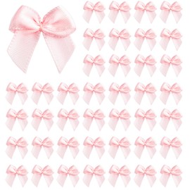 Gootaimi 100 Pcs Pink Bows, 1 Inch Mini Bows for Crafts, Small Satin Ribbon Pink Bow Party Decorations, for DIY Sewing, Flowers Bakery Wrapping, Wedding Birthday Decorations