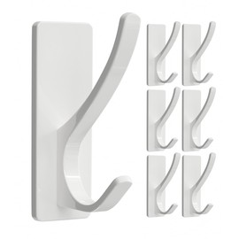 pickpiff 6-Pack Adhesive Hooks for Hanging, Extra Sticky Stainless Bathroom Towel Hanger, Holds up to 13LB, Coat Hooks for Door or Shower Tile Wall, Self-Adhesive Heavy Duty, Black, 0002