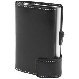 Gattaro Credit Card Case, Aluminum Card Holder, Italian Leather, c-secure, Black