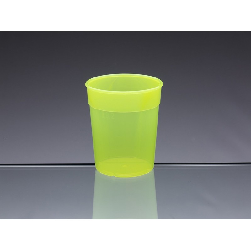 AIOS Dishwasher Safe Stackable Neon Yellow Plastic Cups/Beakers/Tumblers 250ml (Set