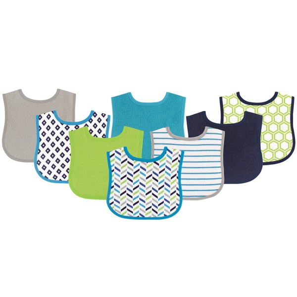 Luvable Friends Unisex Baby Cotton Terry Bibs, Geometric Boy, One