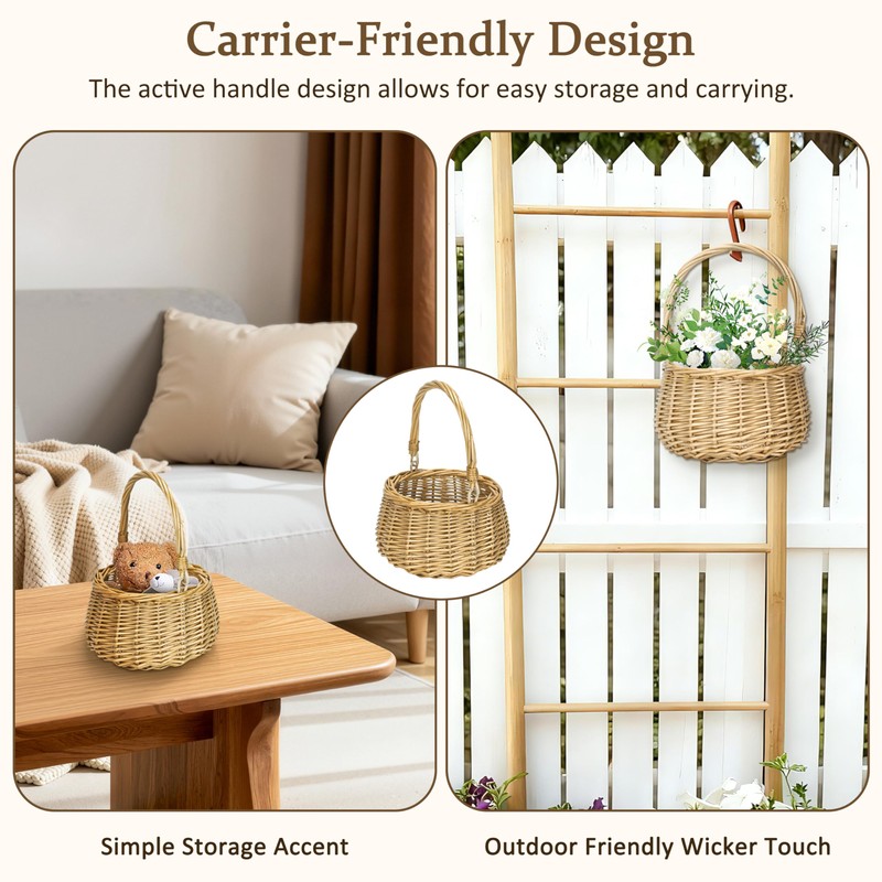 YINGXUN Wicker Picnic Basket with Foldable Metal Core Handle -