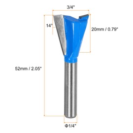 sourcing map 2pcs Dovetail Router Bit 3/4" Diameter 1/4" Shank Tungsten Carbide 14 Degree Dovetail Joint Drill Bit for Box Drawer Cabinet Joints Fine Woodworking