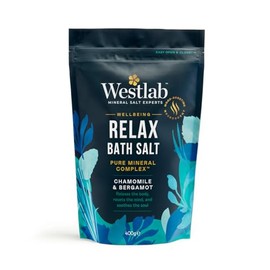Westlab Wellbeing Relax Bath Salts 400g, Chamomile & Bergamot (1 Pack) | Relax the Body, Calm the Mind and Soothe the Soul. Mood-boosting Neuroscent, Signature Pure Mineral Complex rich in Magnesium