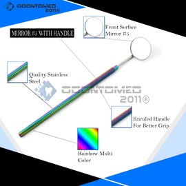 Multi Color Rainbow Dental Hygiene Set - 4pcs Basic Dental Instruments Stainless Steel Dental Tooth Pick, Mouth Mirror, Cotton Plier - Dentists Tools Set is Ideal for Personal Use & Pet Friendly ODM