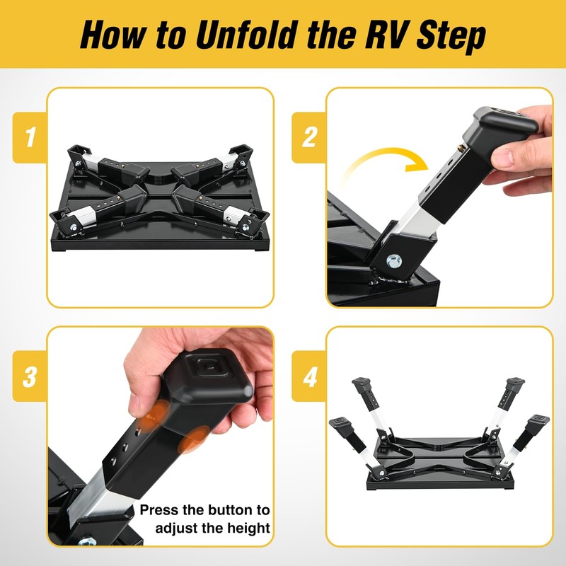 Nilight RV Steps Folding Aluminum Step Stool Heavy Duty Camper