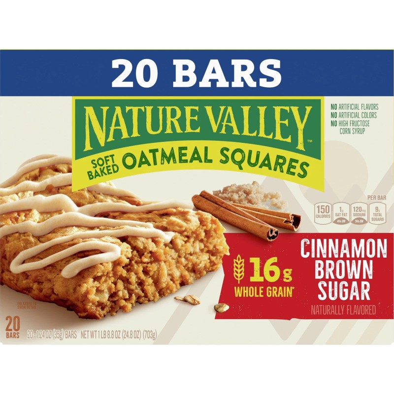 Nature Valley Soft-Baked Oatmeal Squares, Cinnamon Brown Sugar, 20 Ct,