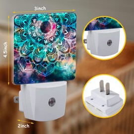 Neidius Galaxy Colorful Mandala Night Light Plug Wall,LED Night Lights with Dusk to Dawn Light Sensor for Women Girls Boys Room Decor,Hallway,Kitchen,Bathroom,Nursery,Stairs