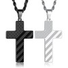 M MOOHAM Cross Necklace for Men - Silver Black Stainless