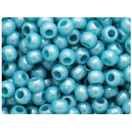 BeadTin Sky Blue Pearl 9mm Faceted Barrel Pony Beads (500pcs)