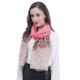 Lina & Lily Leopard Animal Print Women's Large Scarf Lightweight (Neon Pink)