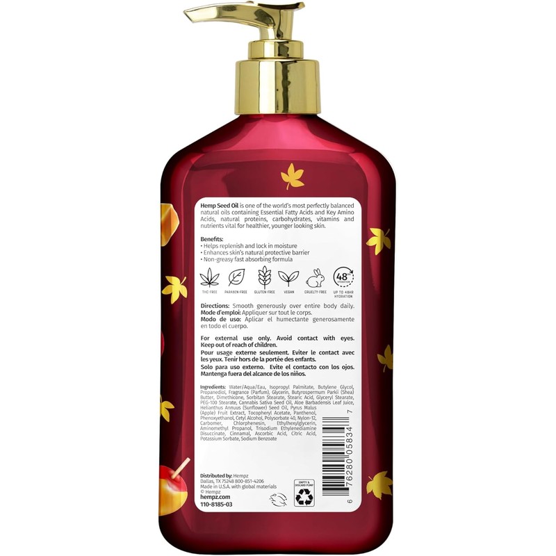 Hempz Caramel Candy Apple Body Moisturizer, Body Lotion, Fall Skin