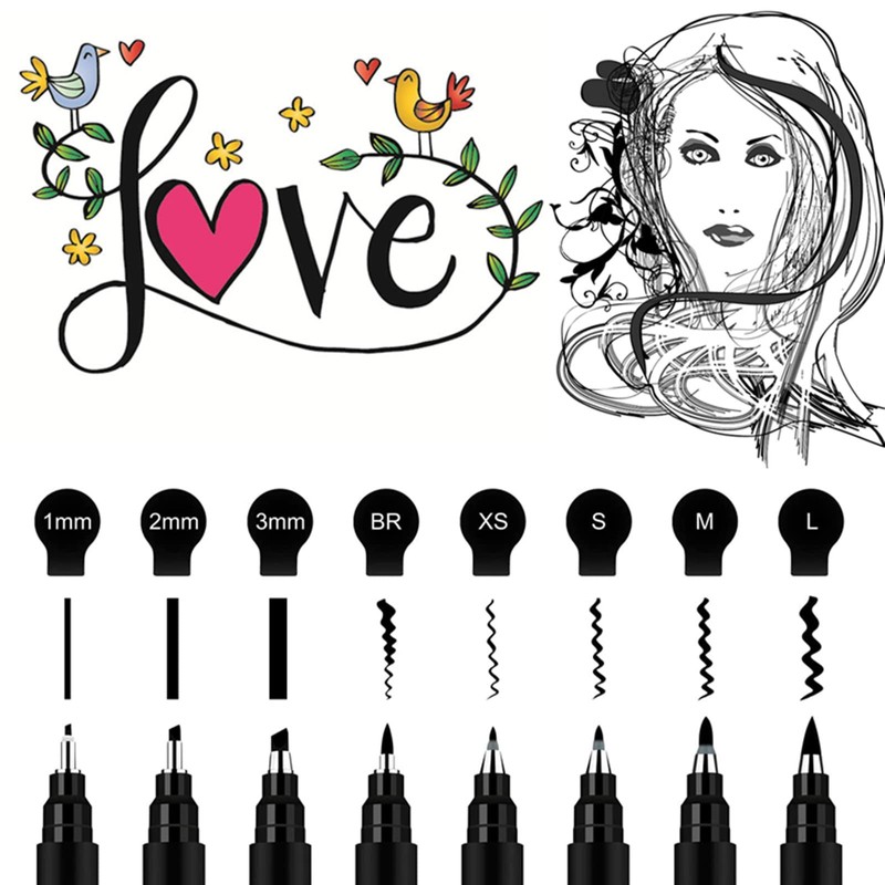 GETHPEN Calligraphy Pens, Hand Lettering Pens, 8 Size Calligraphy Pens