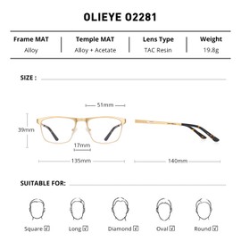 OLIEYE Unisex Reading Glasses for Women Men Blue Light Blocking Glasses Reader Computer Glasses With Spring Hinge (Gold, 75.00)