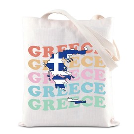 ENSIANTH Greece Travel Gift Greece Lover Tote Bag Greece Sightseeing Gift Greek Flag Tourist Shopping Bag Greece Map Gift (CA Greece bag)
