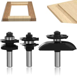 LEATBUY-TECH LEATBUY 3 PCS Router Bit Set, 1/2-Inch Shank Round Over Raised Panel Cabinet Door Rail and Stile Router Bits, Woodworking Wood Cutter, Wood Carbide Groove Tongue Milling Tool (DD-54)