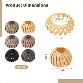 6 piezas de pinzas mágicas para el cabello con forma de nido de pájaro, creador de moños expandible con superficie mate, sujetador de coleta de moda retro para mujeres, accesorios para el cabe