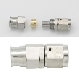 KRD PERFORMANCE Stainless Steel Straight Brake Clutch Fitting 6AN 9/16" x 18 Swivel Female Thread to AN6 PTFE Braided Hose End For Teflon Hose