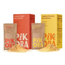 Pikora Bone Broth Sample Pack (2 Pack, 8 Servings) | High-Protein, Gluten-Free, Collagen-Rich, No Sugar, Keto & Paleo Friendly | 11g Protein, 50 Calories per Serving