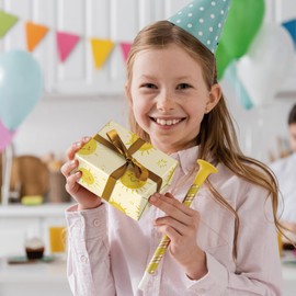 SaringSwoon Sun Smile Wrapping Paper for Kids Adults - Yellow Sunshine Gift Wrap With Cute Suns for Birthday, Baby Shower Summer and All Occasions - 28x40 Inches, 4 Sheets