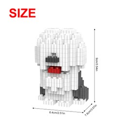 NOOLY Micro Dog Building Blocks Mini Pet Building Toy Bricks Mini Dog Building Blocks Sets for Adults and Boys Girls CLJM-01 (Old English Sheepdog)