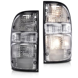 GRAND ORANGE Tail Lights Assembly Rear Lights Compatible with Toyota Tacoma 2001 2002 2003 2004 Driver & Right Brake Lamp w/bulb Wiring Smoke Lens Chrome Housing 8155004060 TO2801139