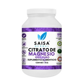 Citrato De Magnesio 1 kg  Suplemento Alimenticio  Sin Sabor Saisa Herbal  100 Puro  Sin Azucar, Conservadores, Saborizantes  Energía, Vitalidad,...   