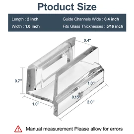 Sliding Shower Door Bottom Guide for Sliding Shower Door (Top Hung) Shower Door Guide, 3/8 in Channels， Suitable for 3/8-inch Thick Shower Glass Doors， Shower Door Plastic Guide（2Pack）