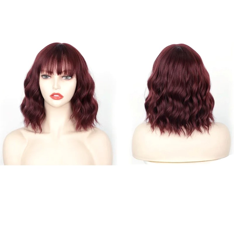 Women Wig Wine Red Button Hair Net Portable Compact Practical